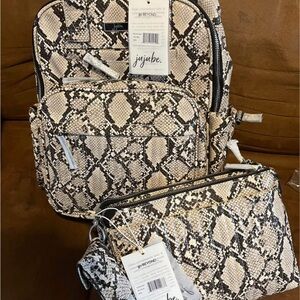Jujube Snake Print Diaper Bag Backpack and Day-To-Night Clutch Set